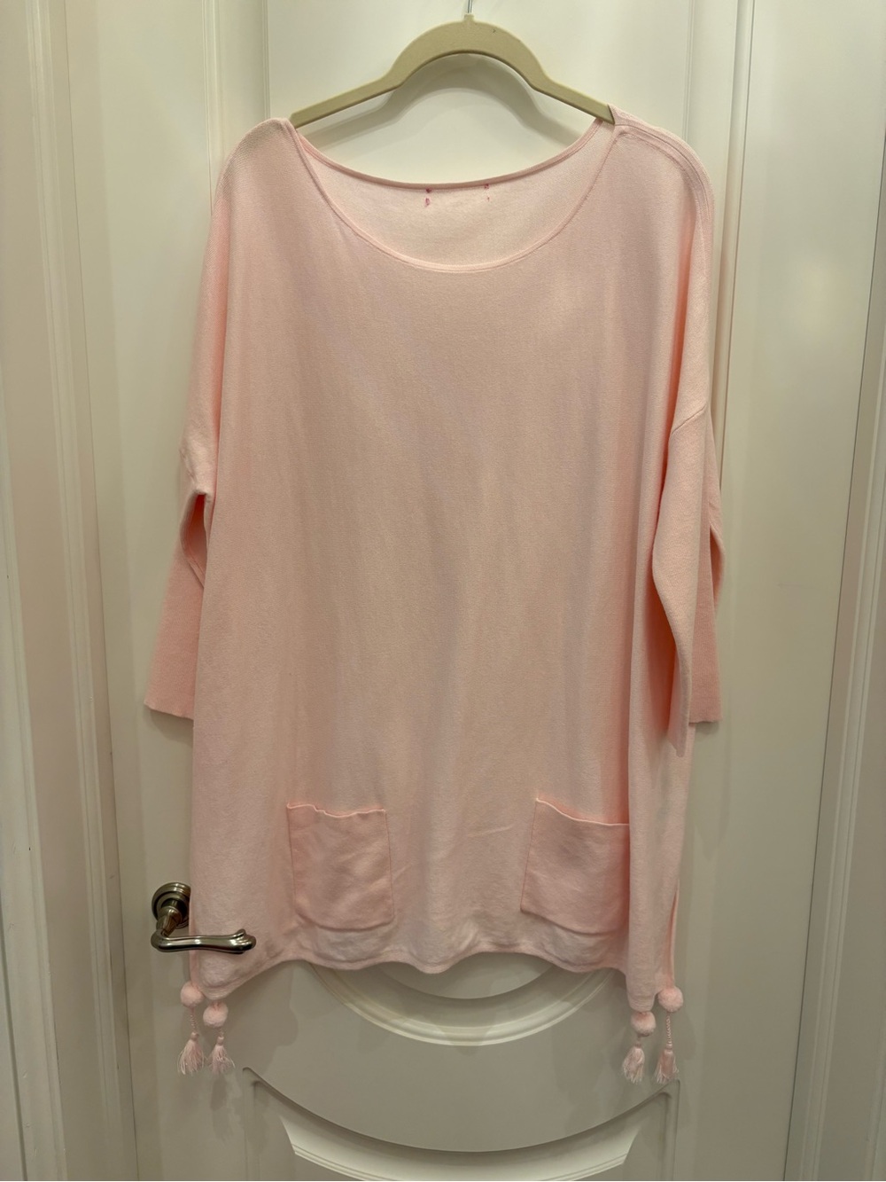 Lilly Pulitzer Soft Pink Scoop Neck Sweater with Tassel Hem
